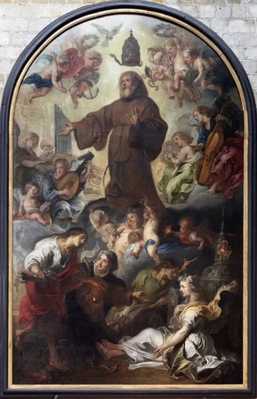 L'Esaltazione o Glorificazione di San Francesco di Paola - Collégiale Sainte, Waudru. Mons. Hanaut